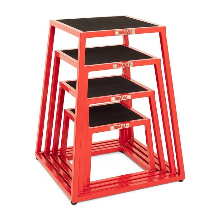 Smai Steel Plyo Box Set - 4 Pack Stackable - Black / Red