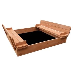 Keezi 90cm Wooden Sandpit With Foldable Seats