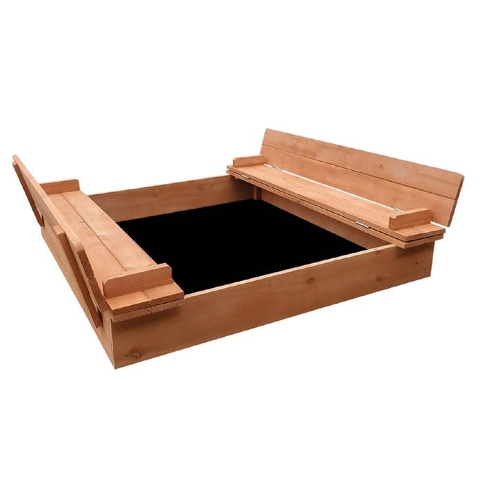 Keezi 90cm Wooden Sandpit With Foldable Seats