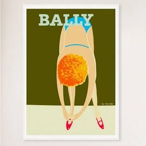 Galrie Bally Shoes 1980 Vintage Advertising Poster by Pierre FixMasseau for Home Decor, White Frame, A0 84 x 119cm (33 x 47inch)