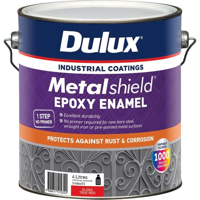 Dulux 4L Metalshield Epoxy Enamel Gloss Paint True Red - 4L
