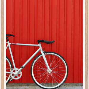 Galrie Modern Minimalist Bicycle Against Red Wall Art Print Photography, Wood Frame, 70 x 100cm (28 x 40inch)