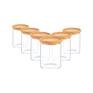 Argon Tableware Glass Storage Jars with Cork Lids - 750ml - Pack of 6