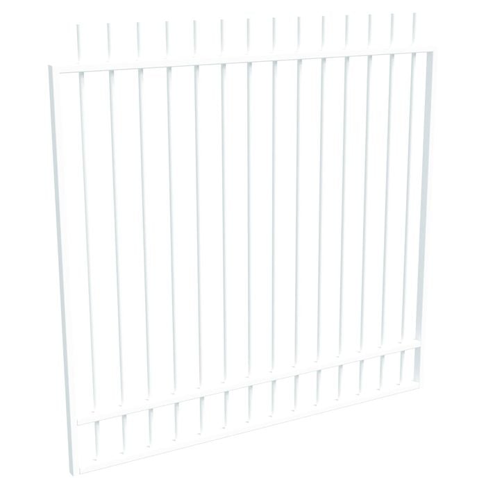 ProtectorAl 1201 - 1500 x 1500mm Pearl White Aluminium Garden Gate Picket Top with Mid Rail