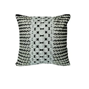Bloomington Metallic Thread Embroidery Cushion Cover Circles Black 40 x 40 cm