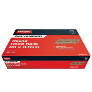 Delfast 65 x 3.1mm Galvanised Round Head Nails - 3000 Pack