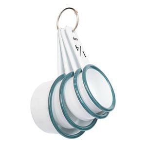 Argon Tableware Measuring Cup Set - Green - 4 Piece Stackable Nesting Metal Kitchen Gadget Utensils Set Enamel Measuring Cups