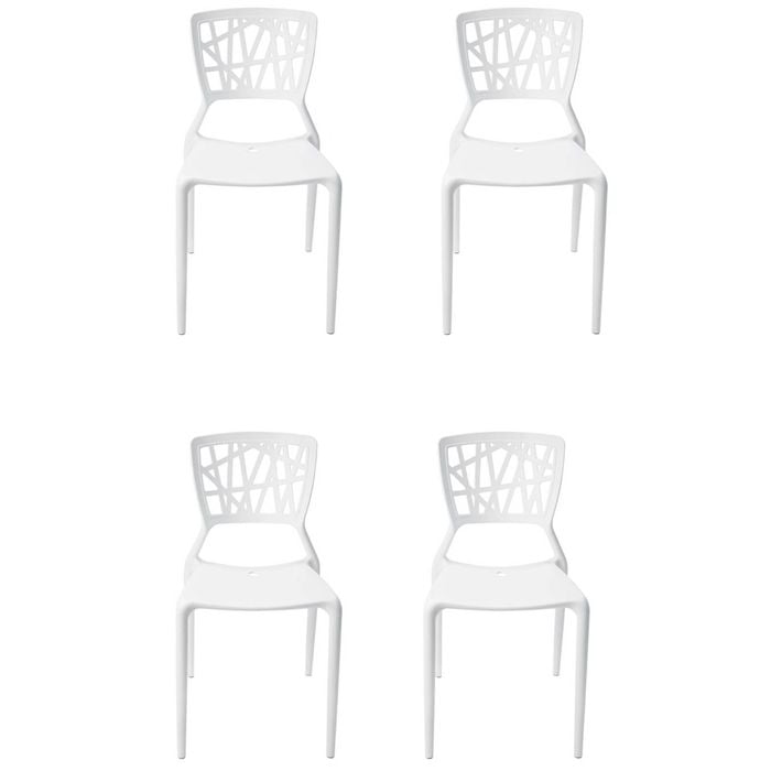 SK Designer Living | Pack of 4 | Replica Dondoli e Pocci Viento Stackable Indoor & Outdoor Dining Chair - White