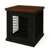 Paws and Willow Bedside Table Night Sky with Espresso Top  Wooden Dog Crate Hinged Door with Mesh