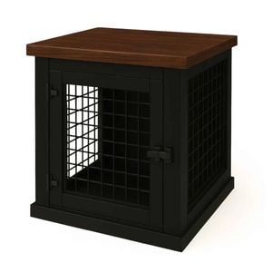 Paws and Willow Bedside Table Night Sky with Espresso Top  Wooden Dog Crate Hinged Door with Mesh