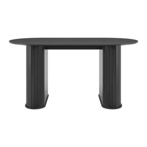 Design Square Galene Wooden Rectangular Kitchen Dining Table 160cm Slat Black
