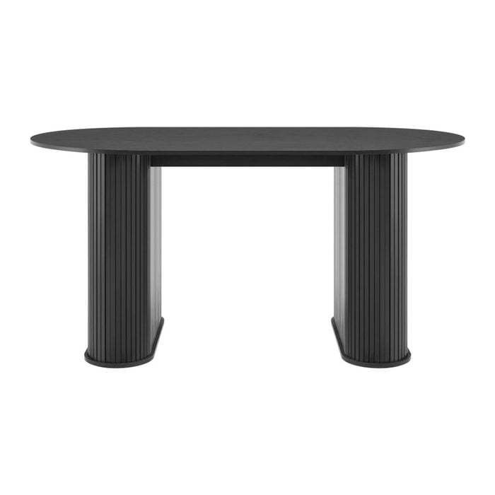 Design Square Galene Wooden Rectangular Kitchen Dining Table 160cm Slat Black