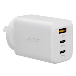 EFM ECO 65W Triple Port Wall Charger With GaN, Power Delivery and PPS (White)