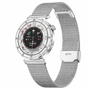 Ultra Thin Smart Watch Amoled Bluetooth Call Fitness Tracker Bracelet Watch Mesh Silver