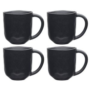 4pk Ecology Speckle Ebony 410ml Stoneware Straight Mug W/ Handle Round - Black