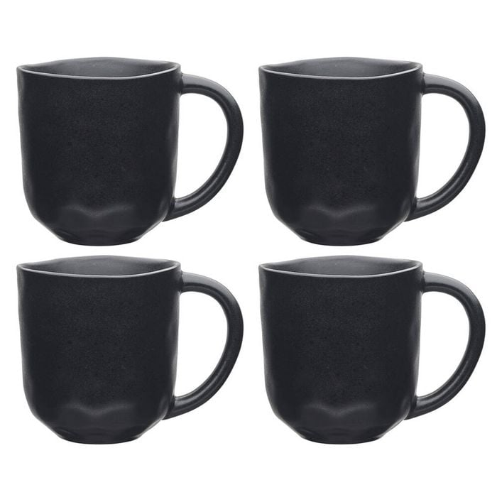 4pk Ecology Speckle Ebony 410ml Stoneware Straight Mug W/ Handle Round - Black