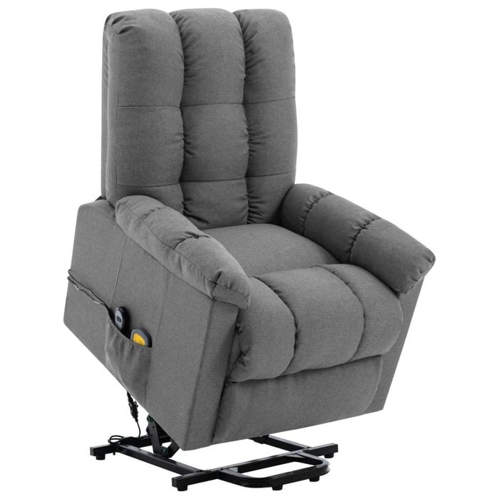 vidaXL Lift Chair Massage Chair Lift Recliner Chair Armchair Light Grey Fabric