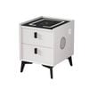 Oikiture Smart Bedside Table Wireless Charging LED 2 Drawers White