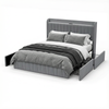 Advwin Bed Frame Double Size with 4 Storage Drawers & Charging Station Grey