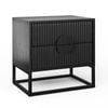 Braxton Black Oak 2 Drawer Ripple Slatted Bedside Table