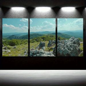 3pcs Mountain Top Scenery Green Forest Print 100% Australian Made 3 x 40x60cm (Metal Print)
