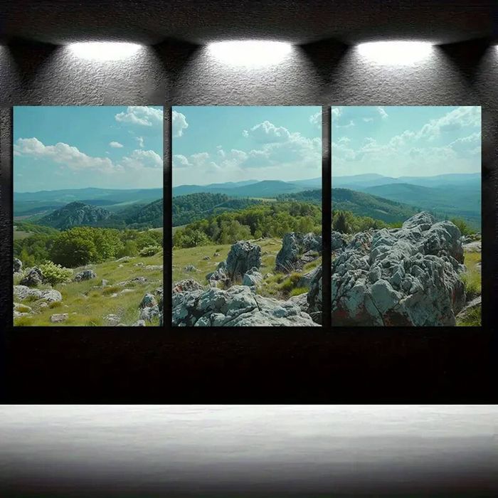 3pcs Mountain Top Scenery Green Forest Print 100% Australian Made 3 x 40x60cm (Metal Print)