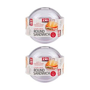 2x Joie Round Lunch Box Sealed Lid 12.7x6.6cm Container for Sandwiches and Meals