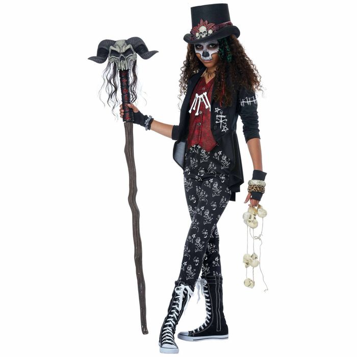 Voodoo Charm Witch Doctor Ritual Skeleton Day Of The Dead Tween Girls Costume XL
