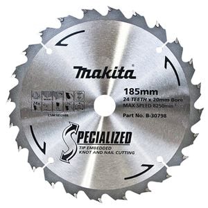 Makita 185mm 24T Knot and Nail Circ Saw Blade B-30798