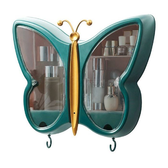 SOGA Green Butterfly Shape Wall-Mounted Makeup Organiser