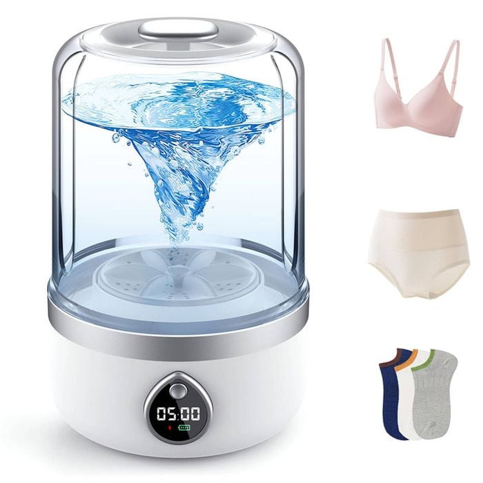 Catzon Portable Mini Washer 1.5L Rechargeable Underwear Laundry Cup-White