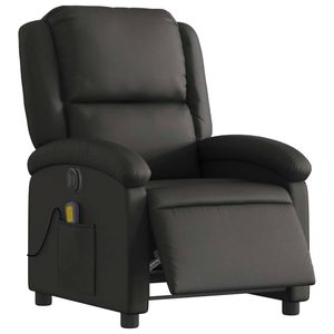 vidaXL Electric Massage Recliner Chair Armchair Single Sofa Black Real Leather