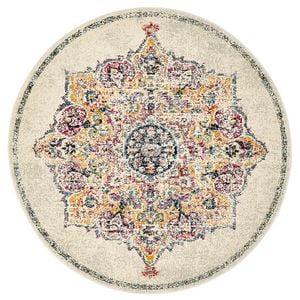 The Rug Connection Gallery 864 Off White 240x240cm - Large Round Transitional Pet Friendly Indoor Rug