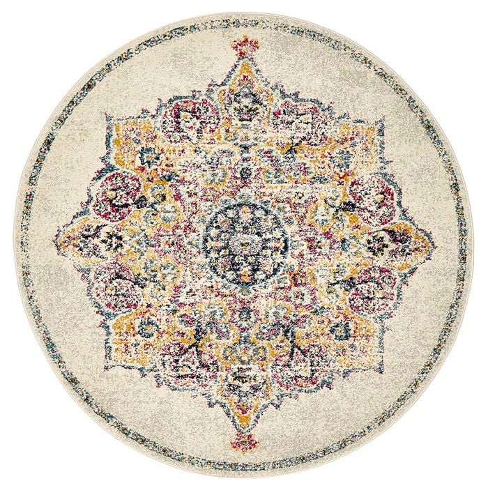 The Rug Connection Gallery 864 Off White 240x240cm - Large Round Transitional Pet Friendly Indoor Rug