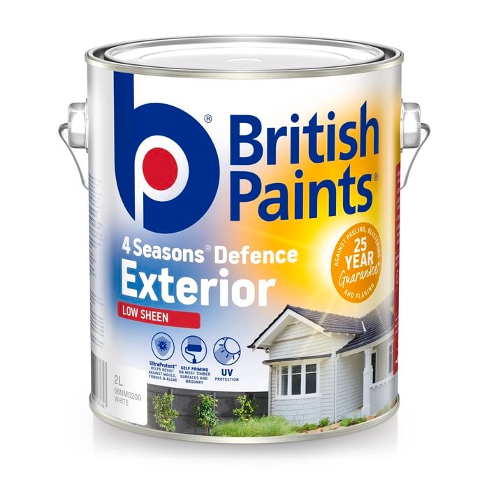 British Paints 4 Seasons Low Sheen White Exterior Paint - 2L