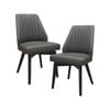 Shelby Set of 2 Dining Chair Genuine Leather Solid Rubber Wood Frame - Dark Grey