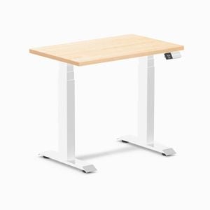 Desky Dual Mini Maple Hardwood Sit To Stand Desk 800x500mm White Frame
