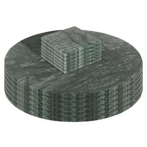 Argon Tableware Round Marble Placemats & Square Coasters Green Kitchen Dining Table Mats Bar Drinks Coaster Protector Place Mats