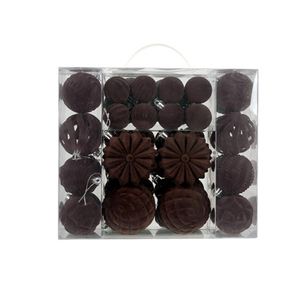 Catzon 48 Pcs Velvet Christmas Balls Flocked Shatterproof Baubles for Holiday Wedding Party-Coffee