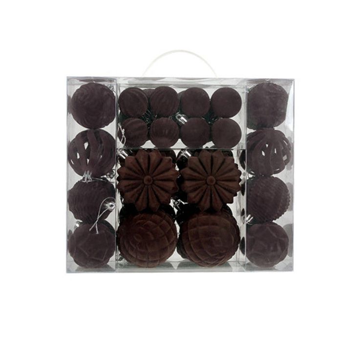 Catzon 48 Pcs Velvet Christmas Balls Flocked Shatterproof Baubles for Holiday Wedding Party-Coffee