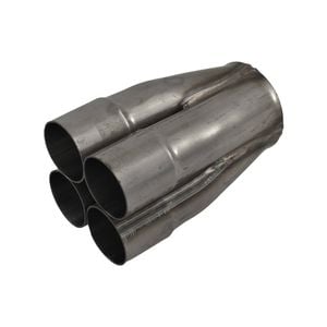 Outlaw Unpolished Stainless Steel 4 Into 1 Merge Collector - 4 X 2" ID, 3-1/2" Outlet, 7-1/2" Long
