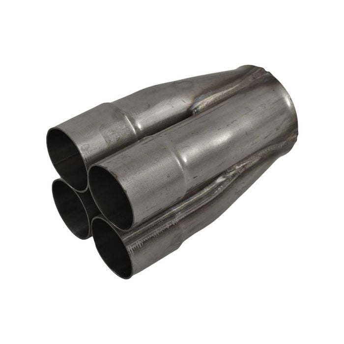 Outlaw Unpolished Stainless Steel 4 Into 1 Merge Collector - 4 X 2" ID, 3-1/2" Outlet, 7-1/2" Long