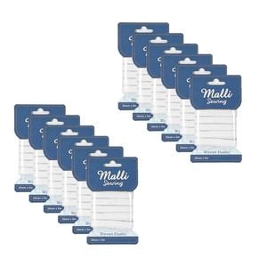 12pk Malli Sewing Soft Elastic Band Flexible Diy Sewing Cord 10mm X 3m Assorted