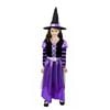 More Than Party Girls Purple Witch Costume Halloween Dress Pointed Hat 10-12y