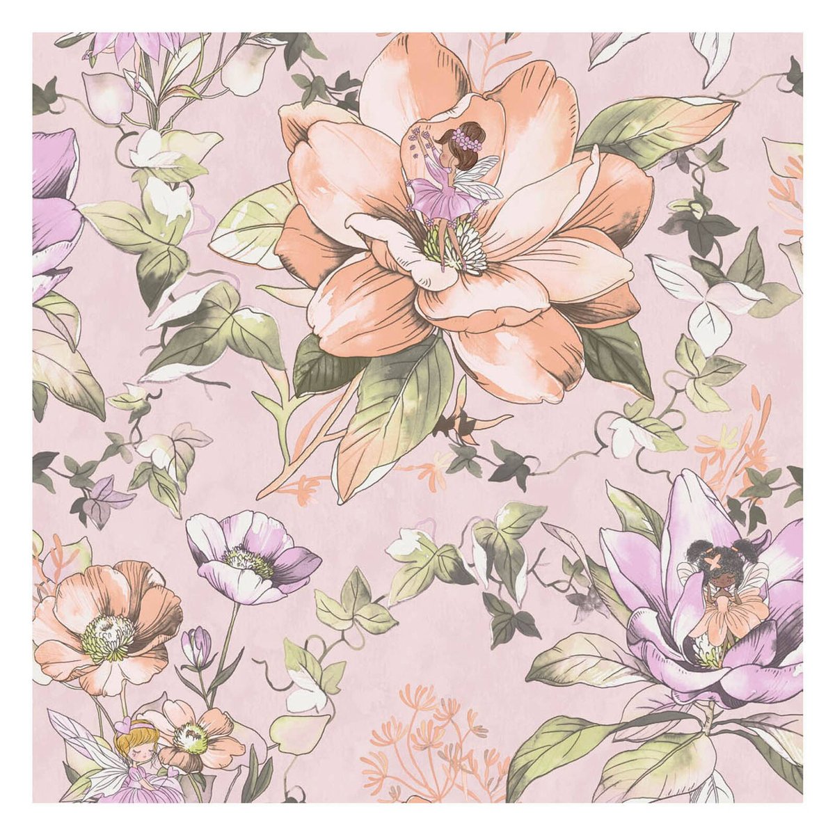 Floral Fairies Pink Wallpaper 53cm x 10 05m Bunnings Australia