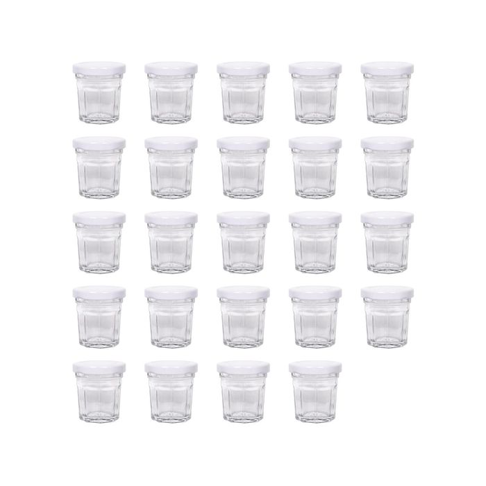 Argon Tableware Glass Jam Jars with White Lids - 30ml - Pack of 24