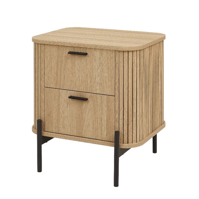 Cosmoliving Fluted 2 Drawer Bedside Table