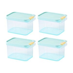 4PK LocknLock Freezer Fit Food Storage Container Microwave Safe 750ml Blue Lid