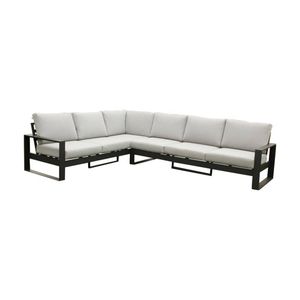 Furano 5 Seater Aluminium Outdoor Corner Lounge Gunmetal Grey