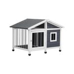 Alopet Wooden Pet Dog Kennel Awning Cabin Log Box Home Dog Cage Timber House
